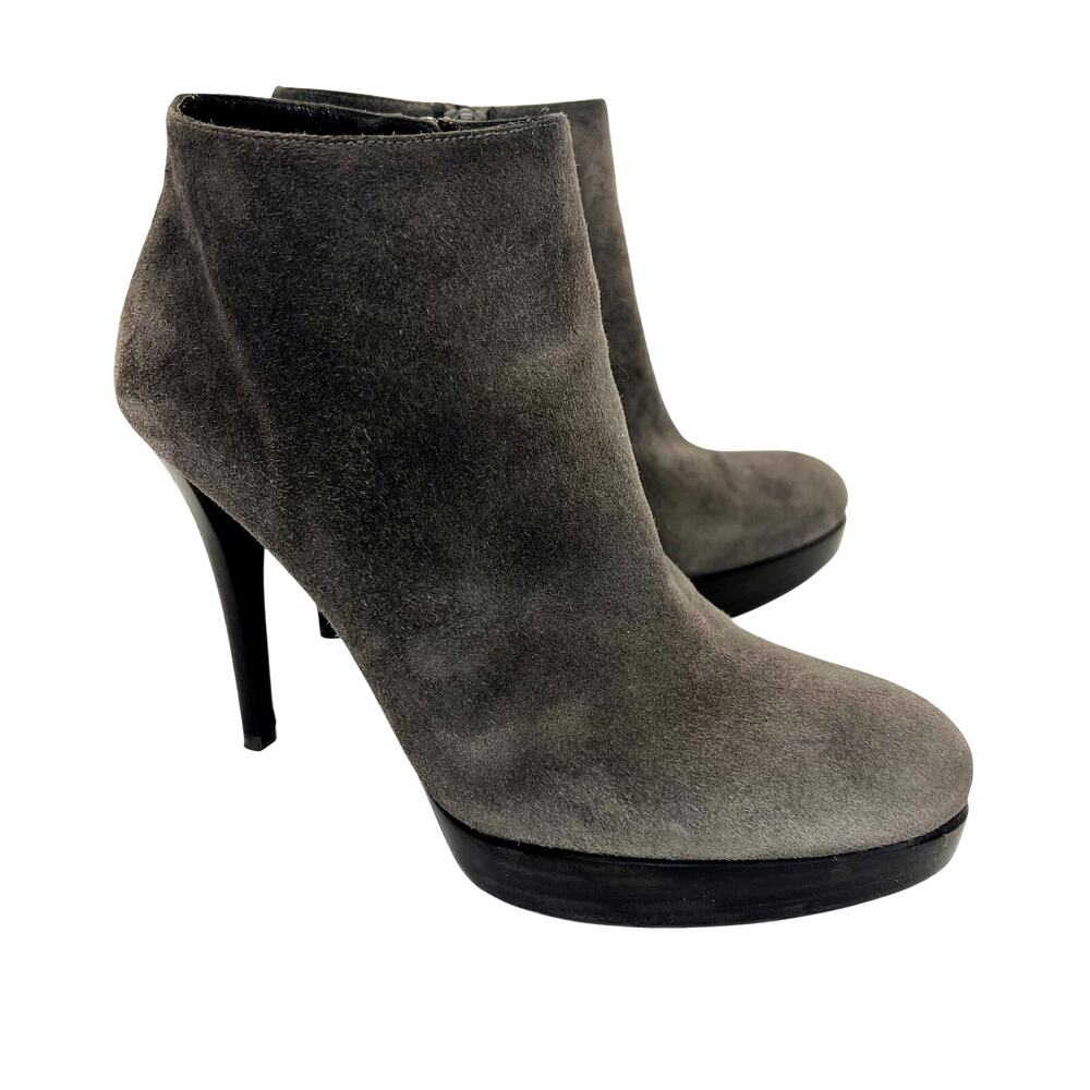 Stuart Weitzman Platform Ankle Boots Booties Stiletto Heel Gray Suede US 8.5
